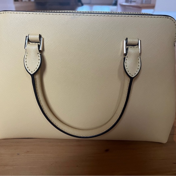 Michael Kors Idina Small Satchel Bag Saffiano Leather Powder Dusty Daisy Yellow - Picture 8 of 8